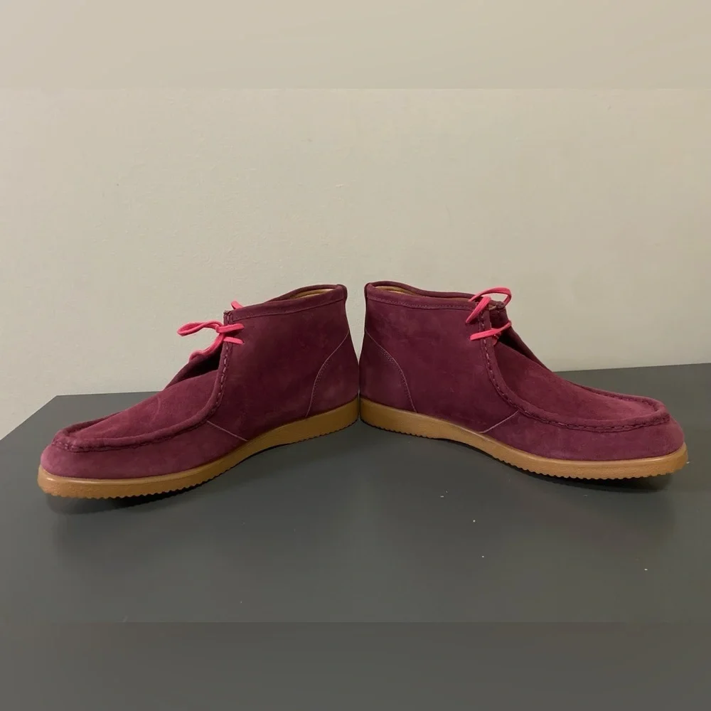 NWOT Hush Puppies Mens Bridgeport Wine Red Suede Chukka Boots US Size 13